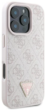 Guess Leather 4G Triangle Strass MagSafe Case for iPhone 16 Pro Max - Pink