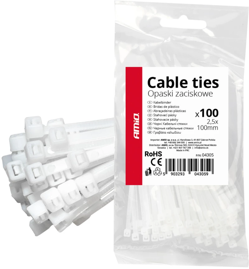 ΔΕΜΑΤΙΚΑ/ΔΕΤΙΚΑ ΚΑΛΩΔΙΩΝ TIE WRAP (ΤΑΙΡΑΠ) 2.5 x 100mm (ΛΕΥΚΟ)  ΑΜΙΟ - 100 ΤΕΜ.