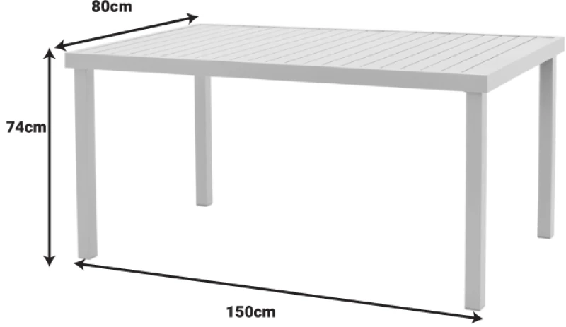 Τραπέζι Kliton   αλουμινίου λευκό 150x80x74εκ