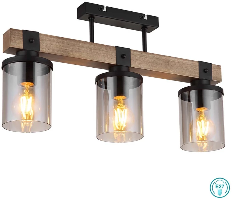 Φωτιστικό Οροφής Ράγα Globo Lighting Lila 15555-3D Μαύρο