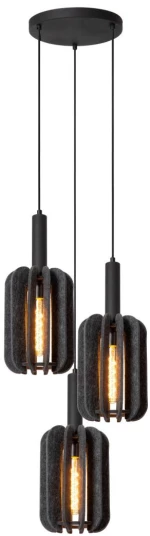 Φωτιστικό Κρεμαστό Lucide RAFAL 3xE27 - Grey - 45492/13/36
