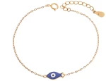 Βραχιόλι Senza Silver 925 Gold Plated, Ψαράκι με μπλε σμάλτο