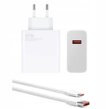 Xiaomi Φορτιστής 67W USB με Καλώδιο USB-A σε Type-C White