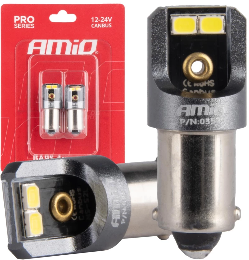ΛΑΜΠΑΚΙΑ T4W BA9s 12/24V 6.000K 4xSMD LED CAN-BUS ΛΕΥΚΟ 2016 PRO SERIES AMIO - 2 Τεμ.