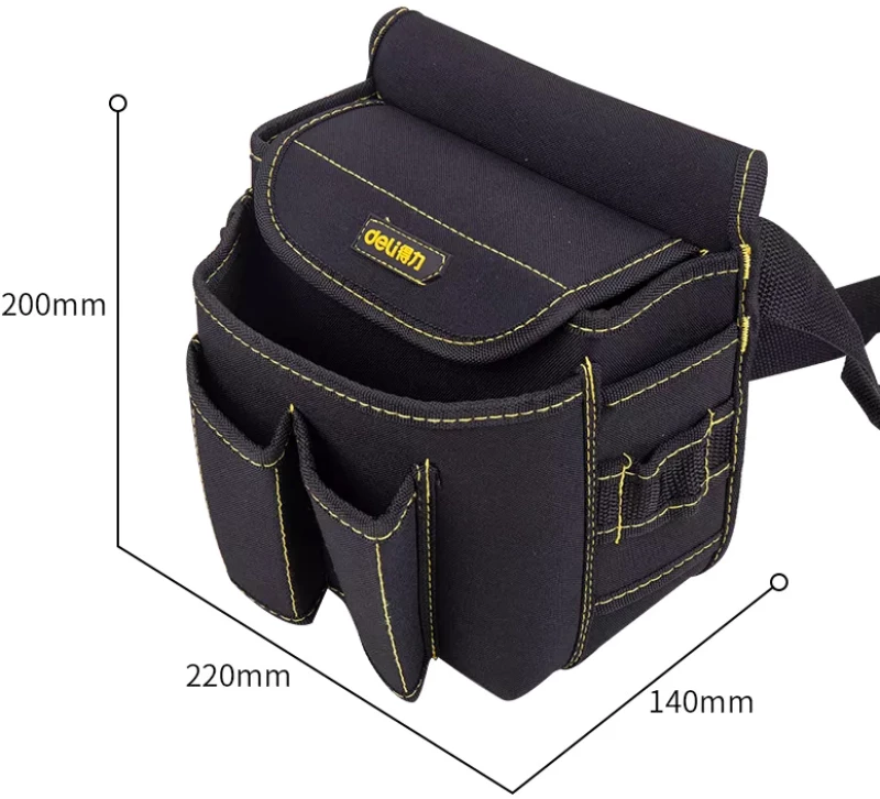 DELI εργαλειοθήκη μέσης DL-P4, υφασμάτινη, 22x14x20cm, μαύρη