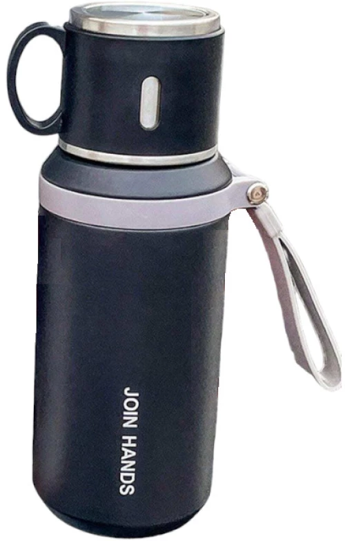 Φορητό παγούρι-θερμός με κούπα - 650ml - 219507 - Black