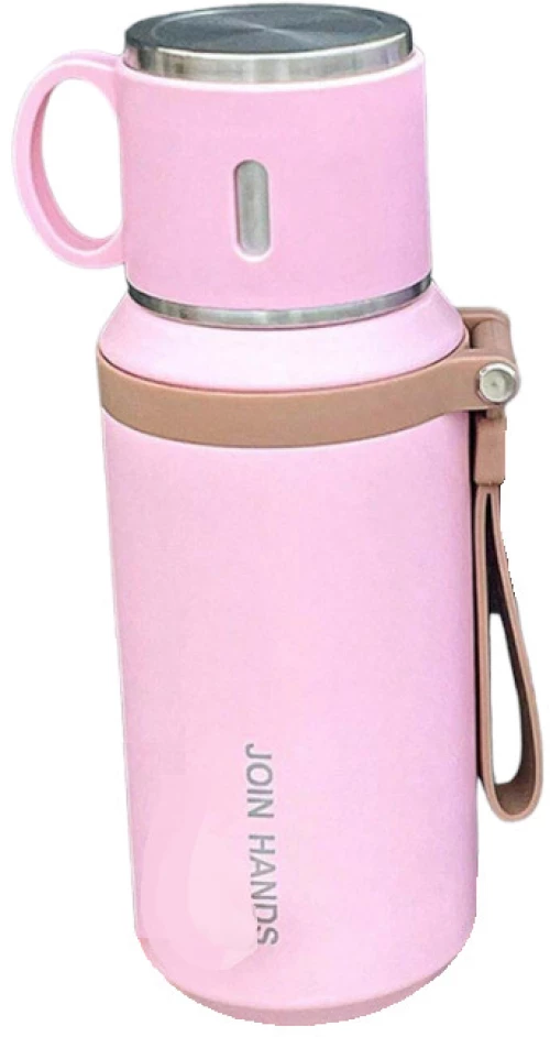 Φορητό παγούρι-θερμός με κούπα - 650ml - 219507 - Pink