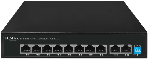 HIMAX PoE switch PS1802G, 8x Ethernet PoE & 2x Ethernet θύρες, έως 1000Mbps