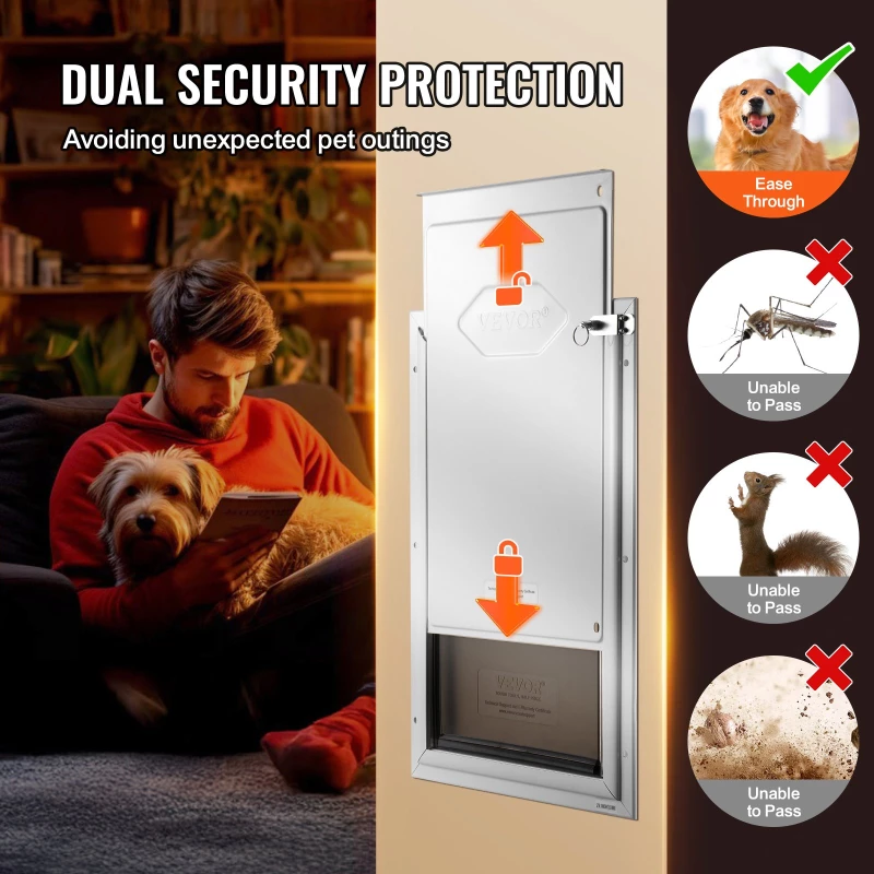 VEVOR Pet Door for Door with Lock and Magnetic Flap System Πλαίσιο αλουμινίου Large
