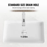 VEVOR Μοντέρνος Κεραμικός Νεροχύτης Μπάνιου 24"x13,8" Πάγκος Νεροχύτης Μπάνιου Λευκός