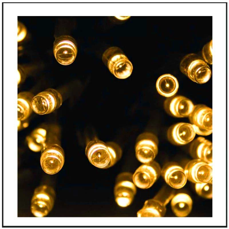 100 Led IP65 με πράσινο επεκτεινόμενο καουτσούκ καλώδιο και θερμό λευκό φως 10μ