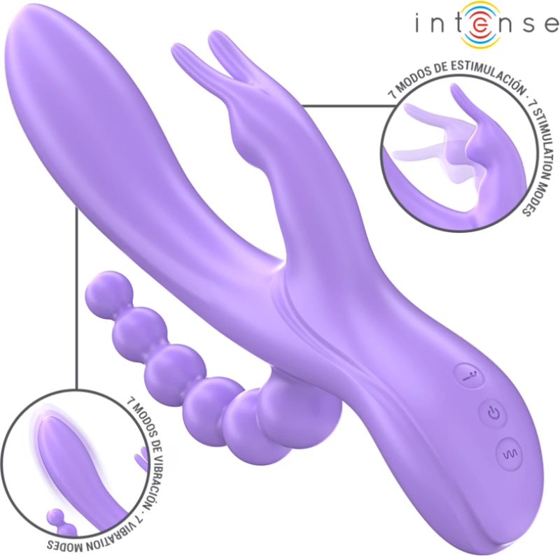 INTENSE - MIKO TRIPLE VIBRATOR RABBIT & STIMULATOR & ANAL 7 VIBRATIONS PURPLE - ( Κωδικός Προϊόντος : D-242085 )