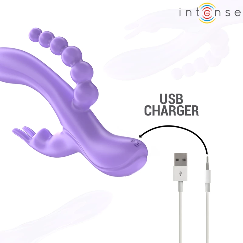 INTENSE - MIKO TRIPLE VIBRATOR RABBIT & STIMULATOR & ANAL 7 VIBRATIONS PURPLE - ( Κωδικός Προϊόντος : D-242085 )