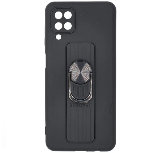 Ring Case silicone case with finger grip and stand Θήκη για Samsung Galaxy A12 black*