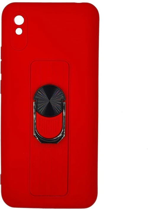 Ring Case silicone case with finger grip and stand for Xiaomi Redmi 9A red*