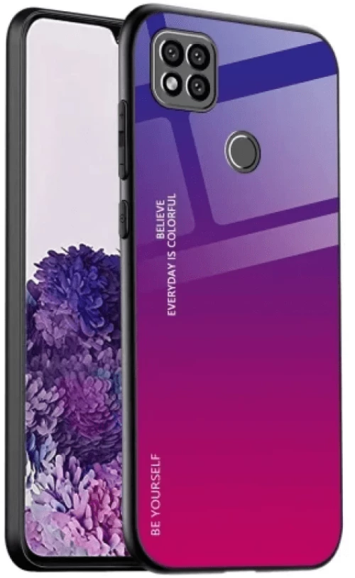 Gradient Glass Durable Cover with Tempered Glass Back Xiaomi Redmi 9C pink-purple*