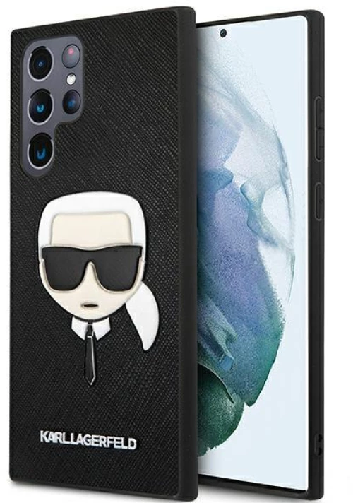 Karl Lagerfeld KLHCS22LSAKHBK θήκη για Samsung Galaxy S22 Ultra black / black hardcase Saffiano Ikonik Karl`s Head