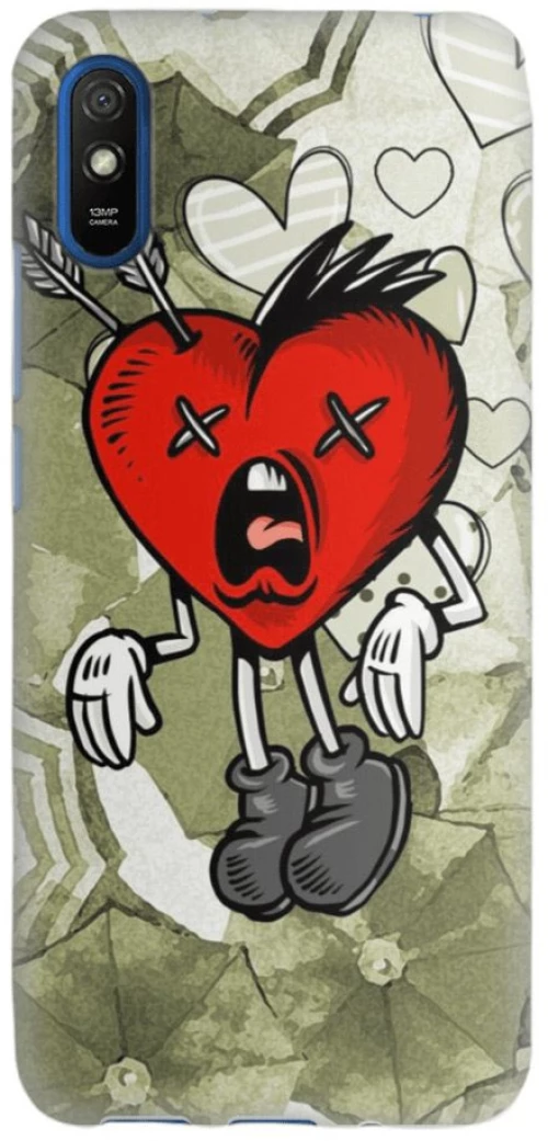 Heart Silicone case for Xiaomi Redmi 9A red