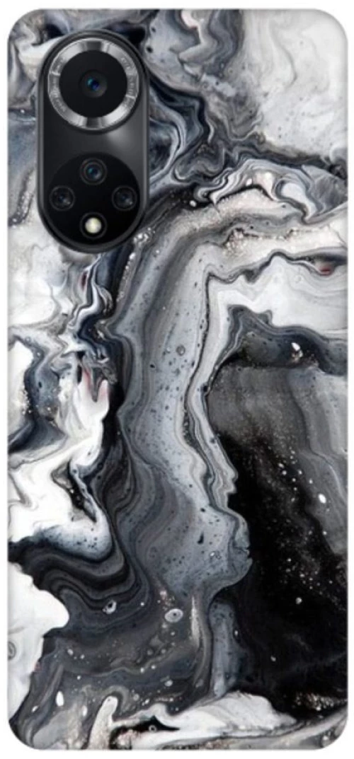 Glossy Marble Custom Silicone case for Honor 50 / Nova 9 black-white