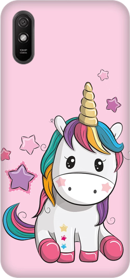 Baby Unicorn Silicone case for Xiaomi Redmi 9A pink-white