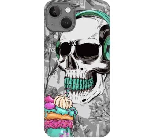 Skull Silicone case Θήκη για Iphone 13 white
