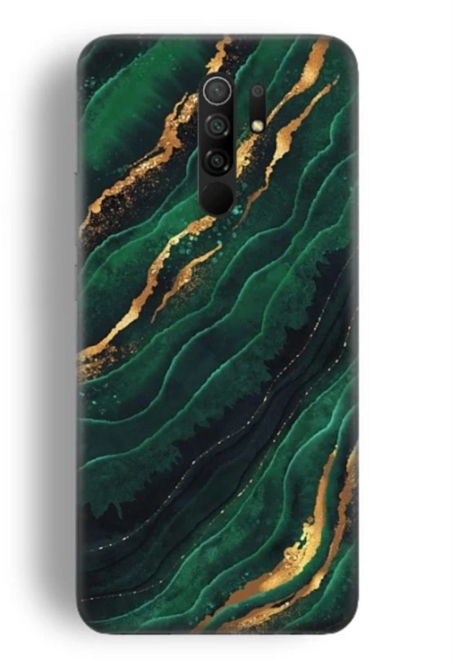 Marble Silicone case for Xiaomi Redmi 9 green