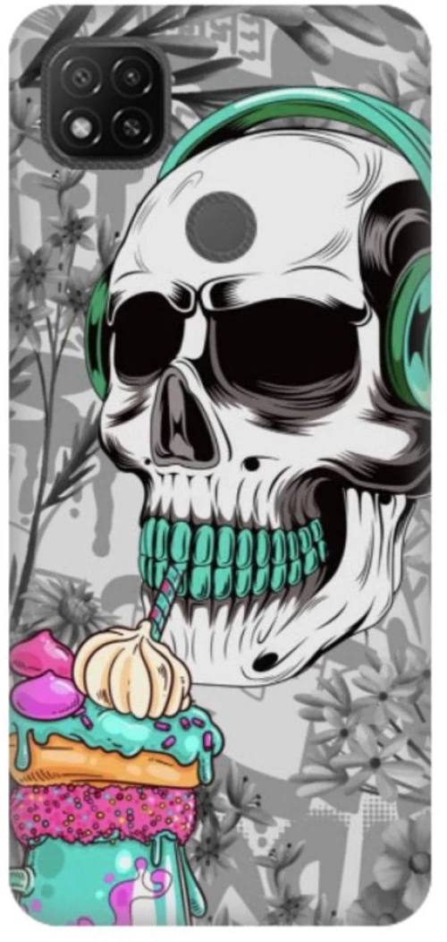 Skull Silicone case for Xiaomi Redmi 9C white