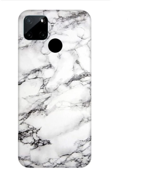 Glossy Marble Custom Silicone case Θήκη για Realme C21 white