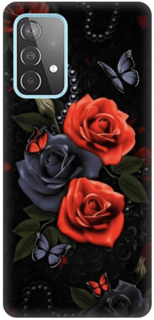 Roses Silicone case Θήκη για Samsung Galaxy A33 5G black-red