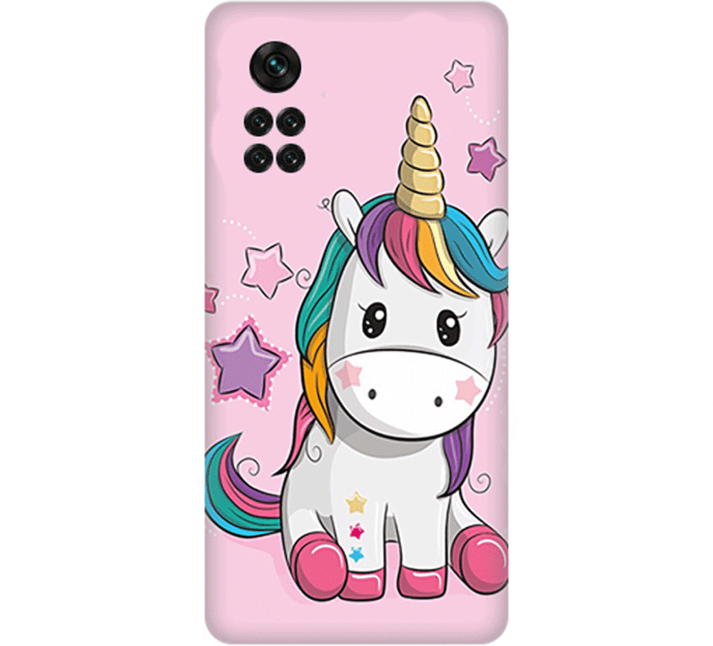 Glossy Baby Unicorn Custom Silicone case Θήκη για Xiaomi Poco X4 Pro 5G pink