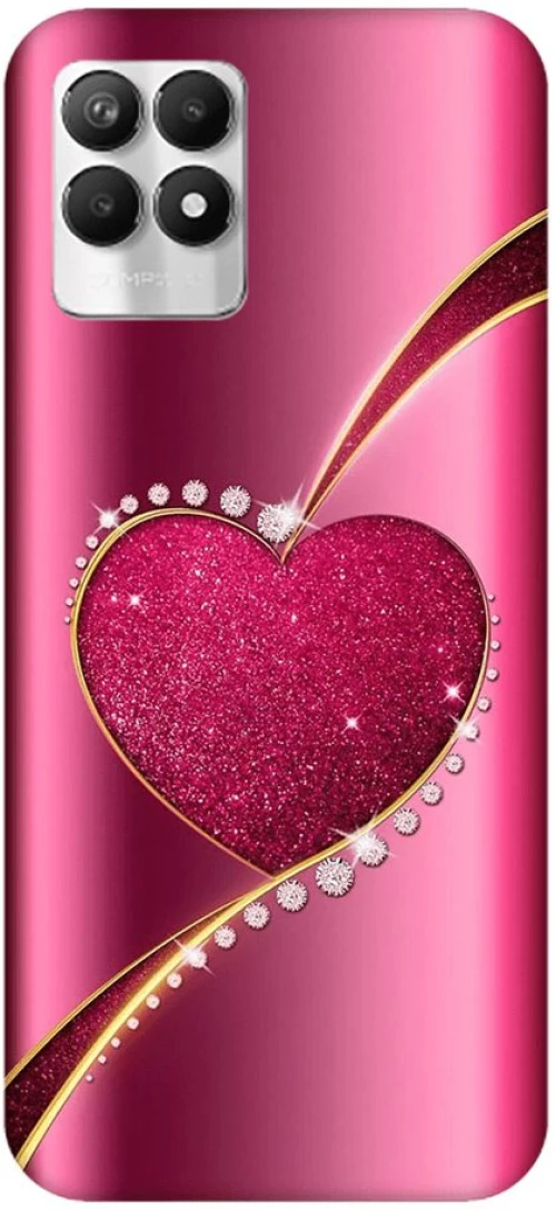 Glossy Shining Heart Custom Silicone case Θήκη για Realme 8i pink