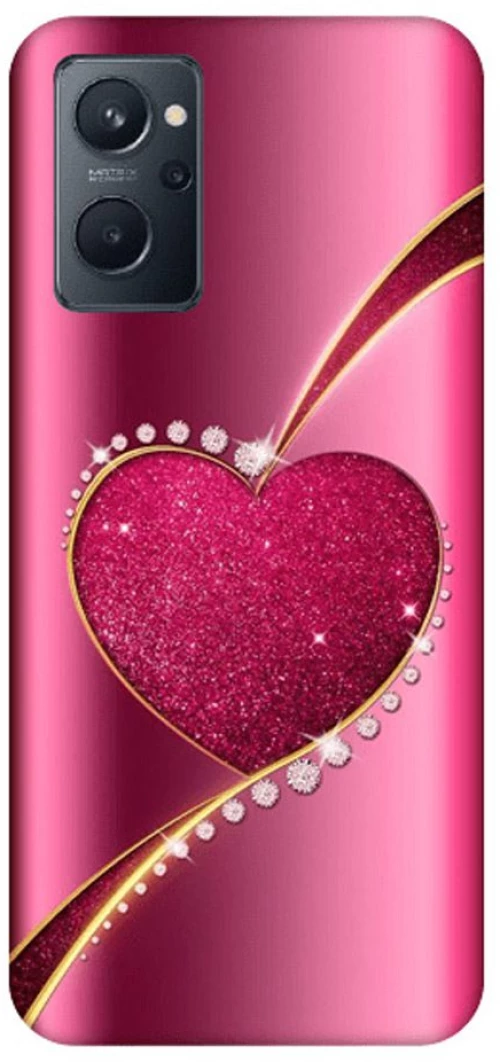 Glossy Shining Heart Custom Silicone case Θήκη για Realme 9i pink