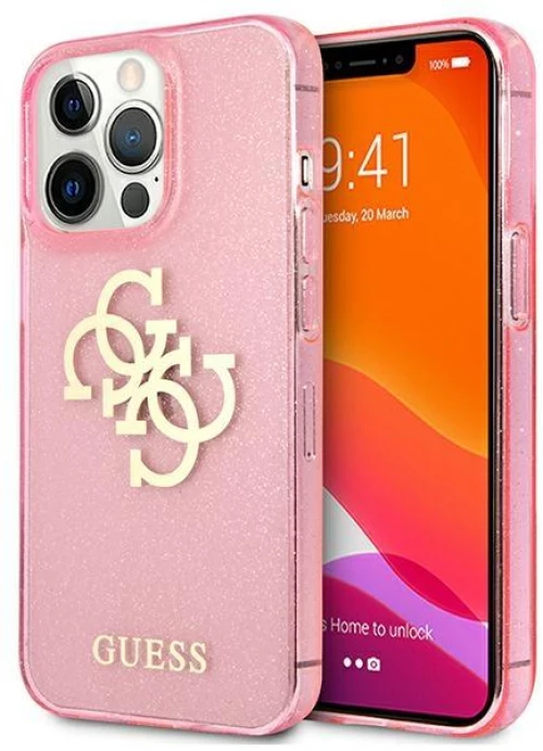 Guess GUHCP13LPCUGL4GPI iPhone 13 Pro / 13 6.1 "pink / pink hard case Glitter 4G Big Logo*