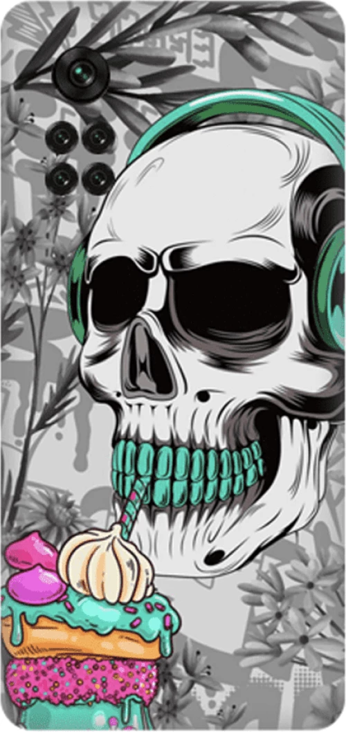 Glossy Skull Custom Silicone case Θήκη για Xiaomi Poco m4 Pro 4G white