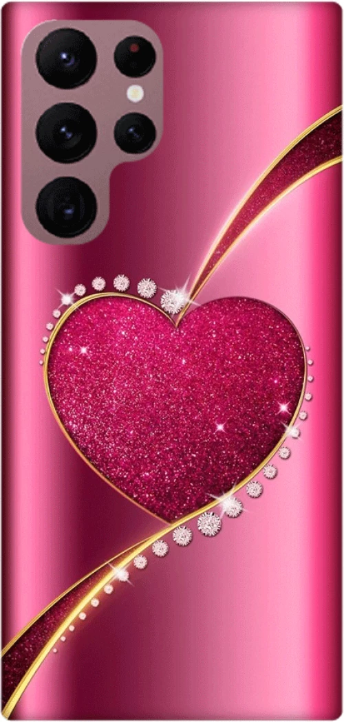 Shining Heart Silicone case θήκη για Galaxy S23 Ultra pink