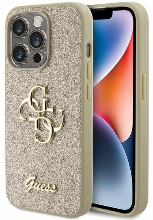 Guess Glitter Script Big 4G θηκη για iPhone 15 Pro Max gold