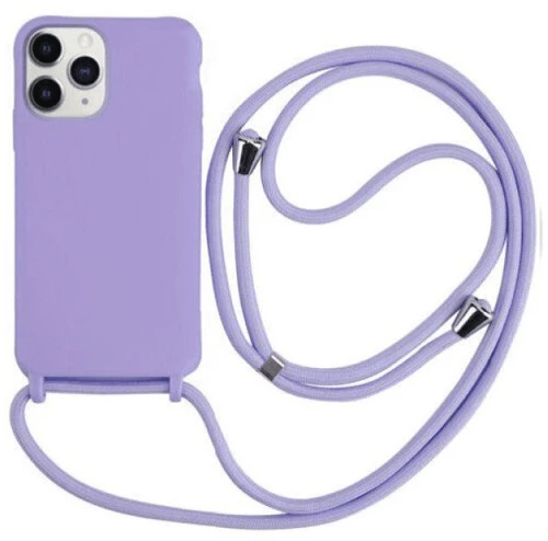 Cord Silicone back cover Case με κορδόνι Θήκη για Iphone 14 Pro purple