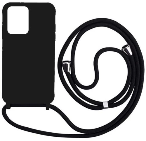 Cord Silicone back cover Θηκη με κορδόνι για Xiaomi Redmi Note 12 4G black