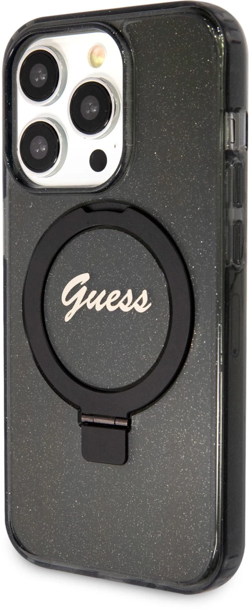 Guess Θήκη για iPhone 15 Pro Ring Stand Glitter MagSafe