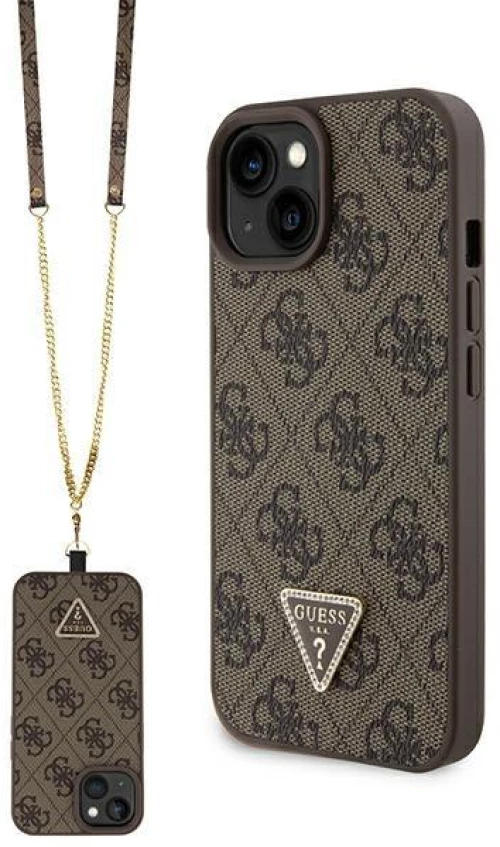 Guess θηκη για iPhone 15 6.1" brown Crossbody 4G Metal Logo