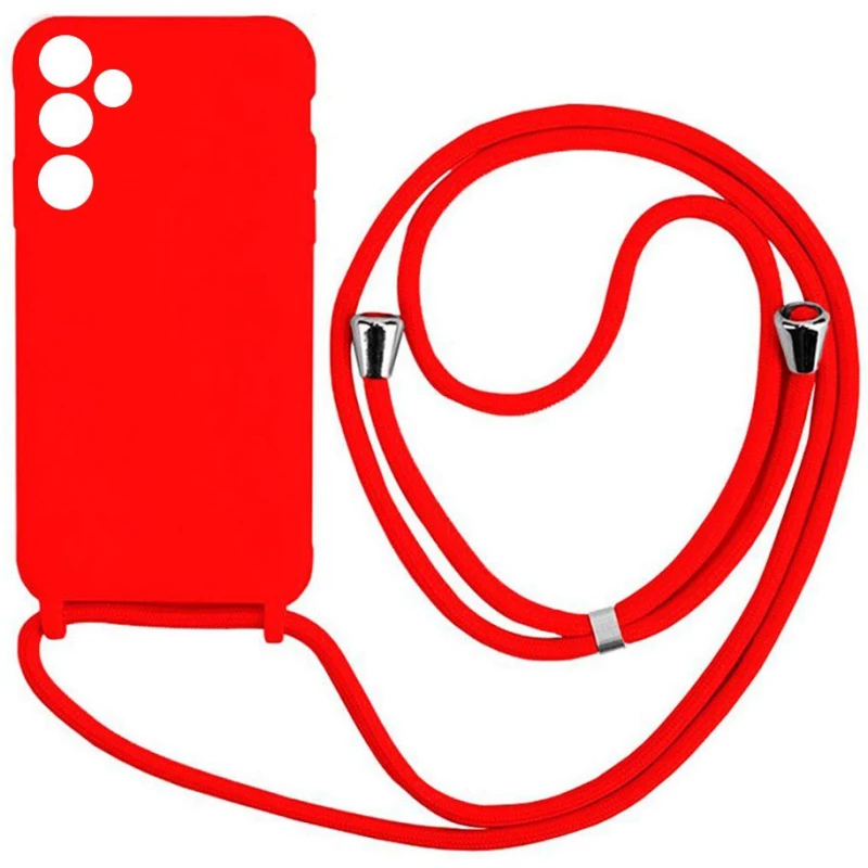 Cord Silicone back cover θηκη με κορδόνι για Samsung Galaxy A25 red