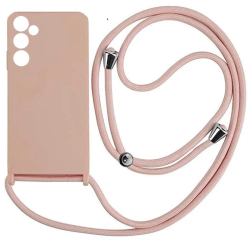Cord Silicone back cover θηκη με κορδόνι για Samsung Galaxy A15 nude