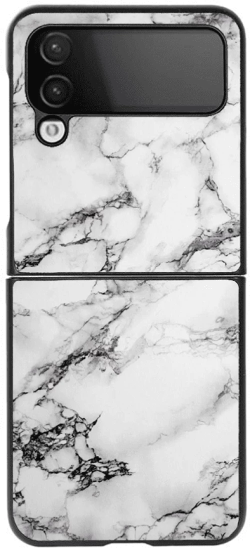 Premium Protective Hard Case Marble White Θήκη για Samsung Galaxy Z FLIP 4 Black
