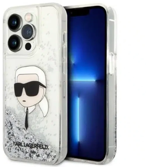 Karl Lagerfeld θηκη για iPhone 14 Pro Max 6,7″ ασημί Hard Case Glitter Karl Head