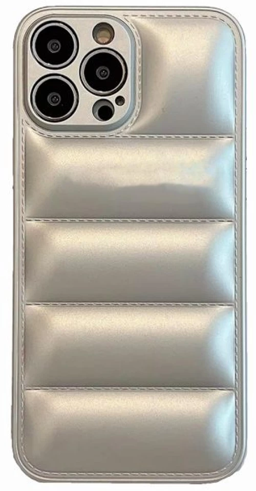 Fashion Soft Touch PUFFER Θήκη για iPhone 15 Pro Max Silver