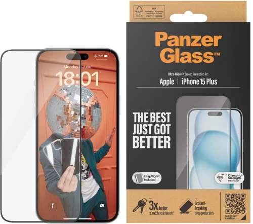 PanzerGlass Screen Protector iPhone 15 Plus | Ultra-Wide Fit w. EasyAligner Τζαμάκι Υψηλής Προστασίας