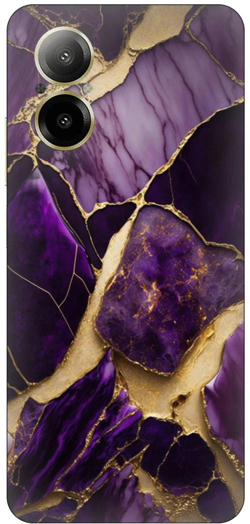 Marble Black-Purple Silicone Case θήκη για Realme C67