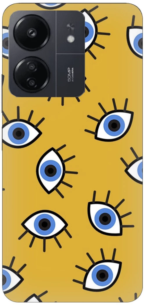 Eyes in Yellow Silicone Case θήκη για Xiaomi Redmi 13C 5G