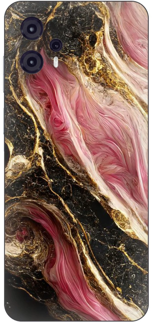 Marble Black-Pink Silicone Case θήκη για Motorola Moto G13 4G