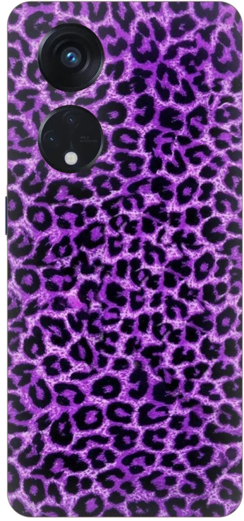 Animal Print Leopard Purple Silicone Case θήκη για OPPO Reno8 T 5G